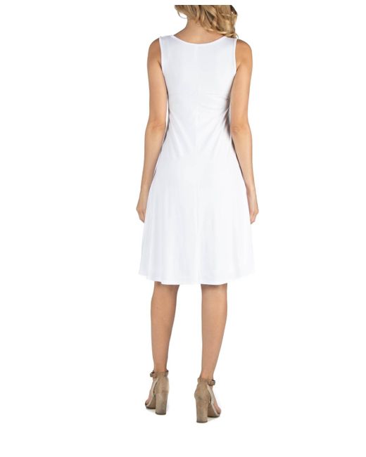 24seven Comfort Apparel White A Line Slim Fit And Flare Maternity Dress