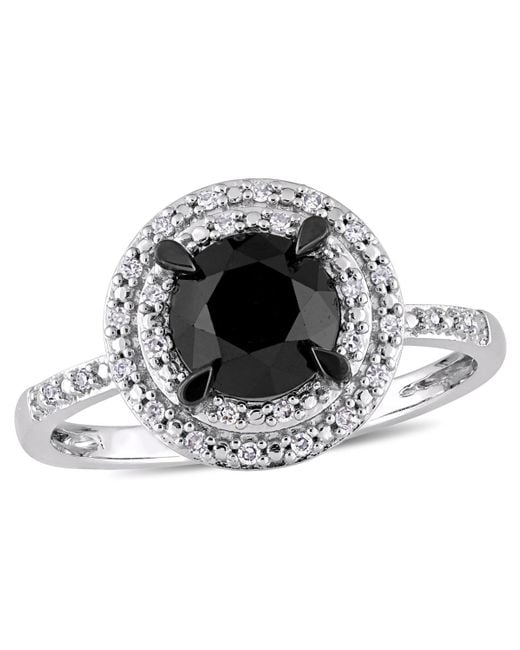 Macy's Metallic Black And White Certified Diamond Double Halo Engagement Ring (1-5/8 Ct. T.w.