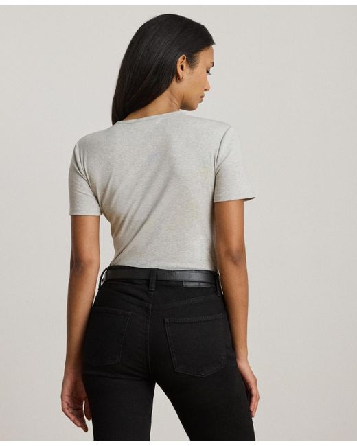 Ralph Lauren Gray Stretch Cotton Crewneck Tee