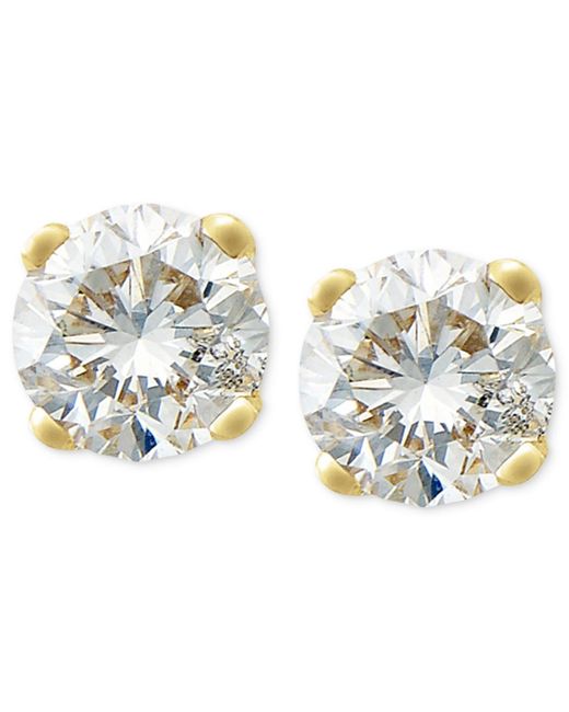 Macy's Metallic Round-cut Diamond Stud Earrings In 10k White Gold (1/4 Ct. T.w.)