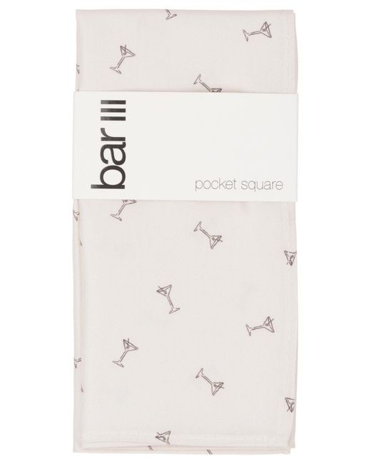 BarIII White Viscose Pocket Square for men