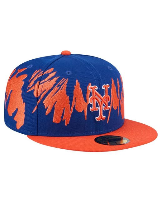 KTZ Blue Royal/orange New York Mets Retro Pattern 59fifty Fitted Hat for men