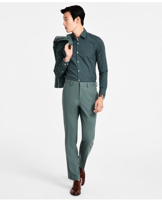 Boss Blue Hugo By Modern-fit Wool Blend Suit Pants for men