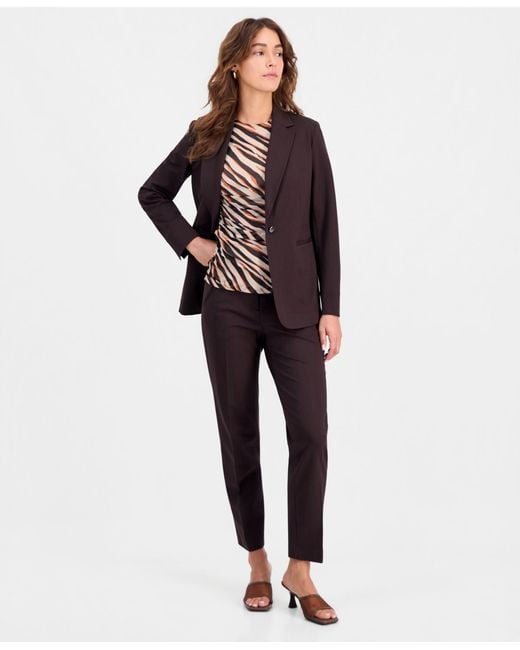 BarIII Black Compression Notch-collar Single Button Blazer