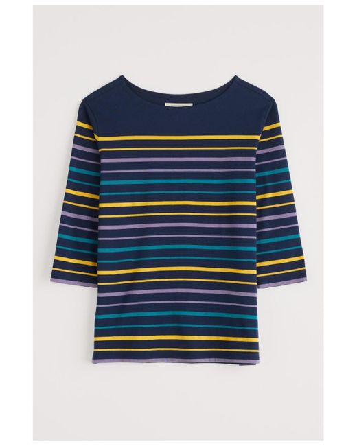 Seasalt Cornwall Blue Sailor Quarter Sleeve Top