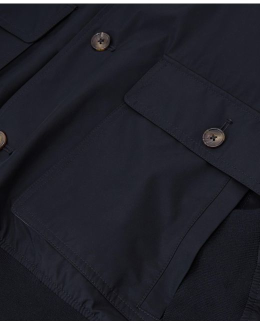 Reiss Black Latent Technical Button-through Bomber Jacket for men
