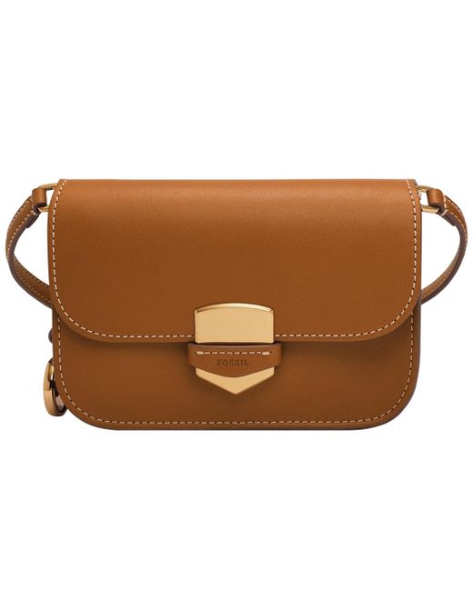 Fossil Lennox Flap Leather Crossbody Bag in Brown Lyst