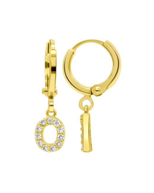 Adornia Metallic 14k Gold-plated Initial Pave huggie Hoop Earrings
