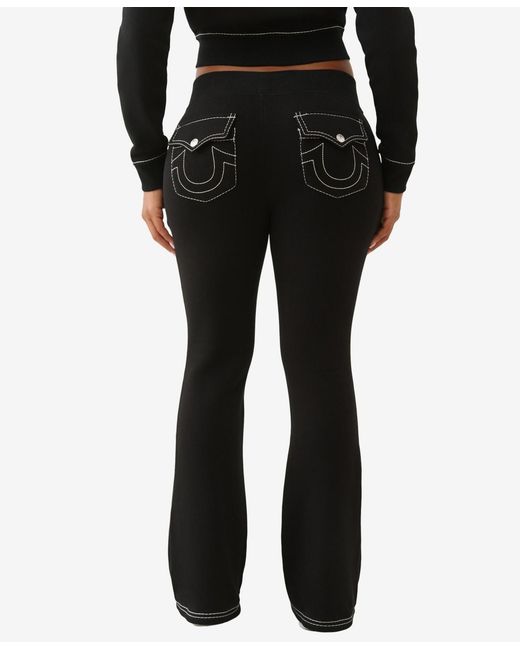 True Religion Black Big T Flare Pants