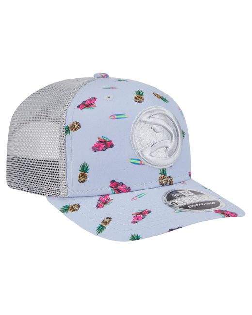 KTZ Light Blue/gray Atlanta Hawks Adventure Aloha Pattern 9seventy Stretch-snap Hat for men