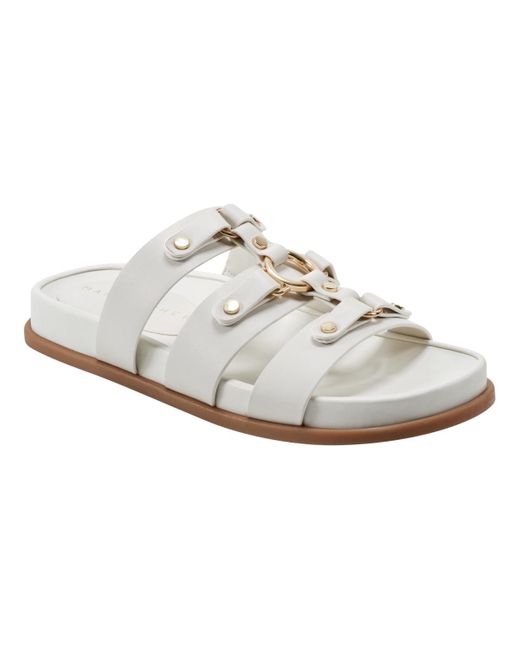 Marc Fisher White Verity Slip-on Strappy Casual Sandals