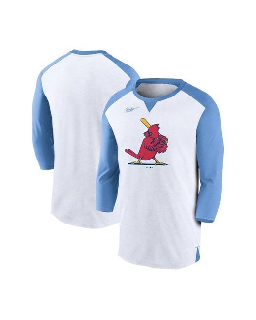 Nike White, Light Blue St. Louis Cardinals Rewind 3/4-sleeve T-shirt for Men