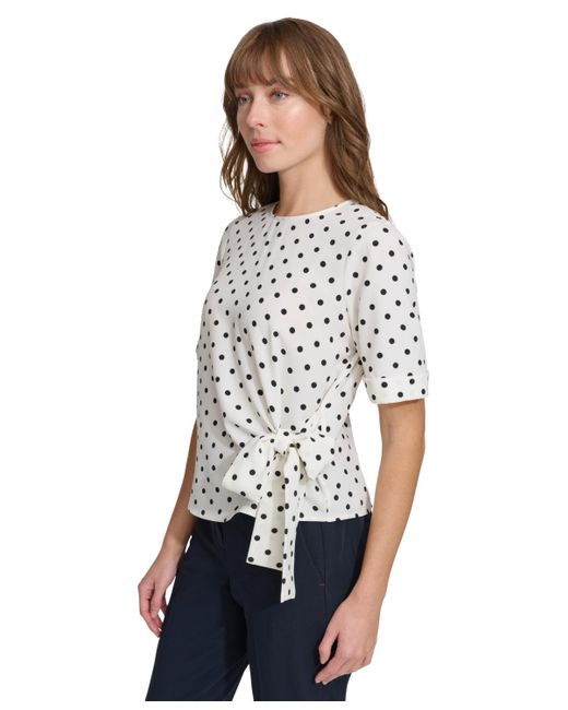 Tommy Hilfiger White Side-tie Cuffed-sleeve Blouse