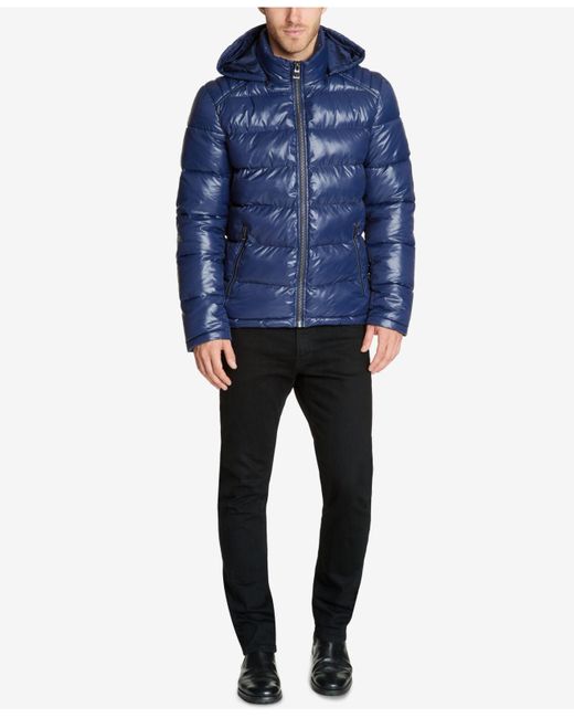 blue guess puffer coat