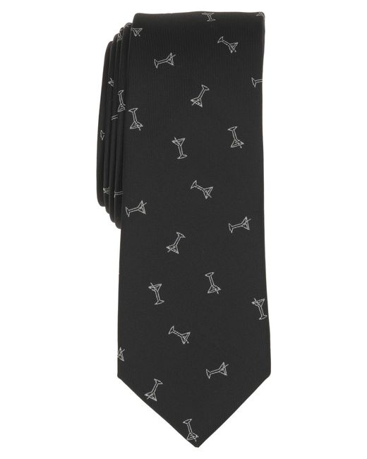 BarIII Black Tini Neat Pattern Tie for men