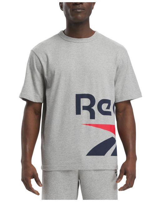 Reebok Gray Regular-fit Side Vector Logo Graphic T-shirt for men