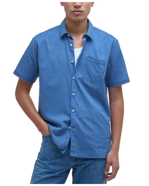 Barbour Blue Pigment Dye Solid Shirt for men