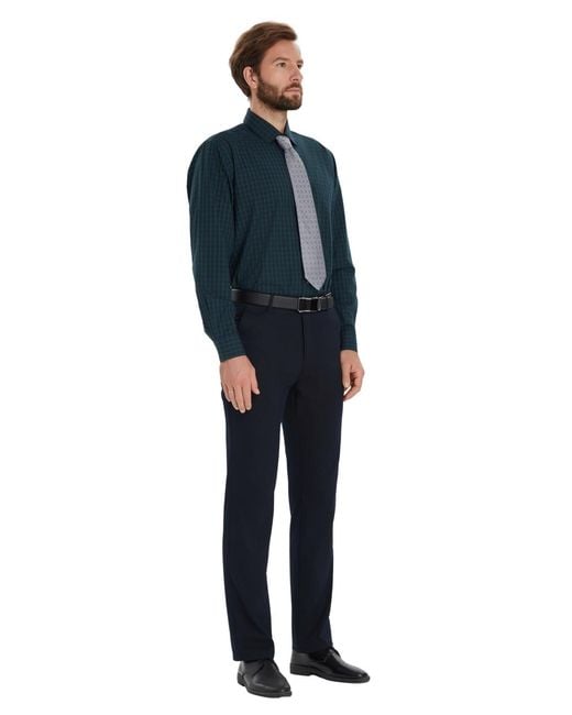 Club Room Blue Mini Blackwatch Regular-fit Dress Shirt for men