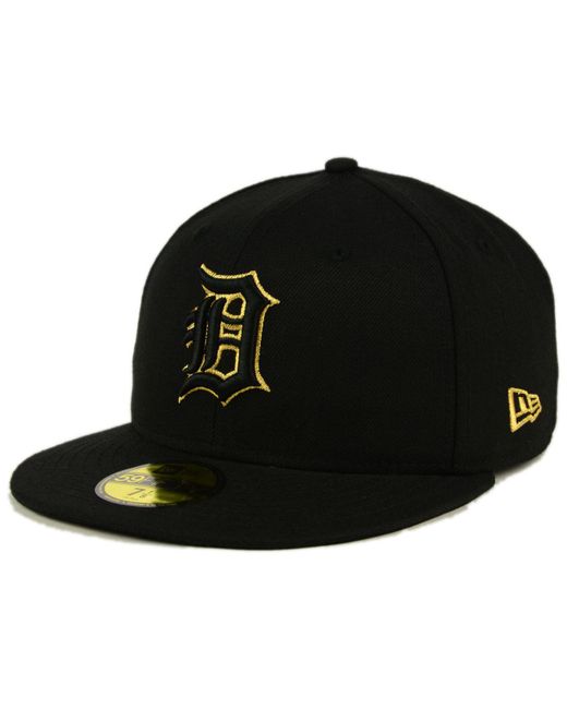 KTZ Detroit Tigers Black On Metallic Gold 59fifty Fitted Cap for men