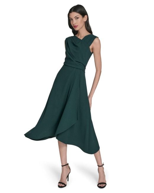 Vince Camuto Green Signature Stretch Crepe Midi Dress