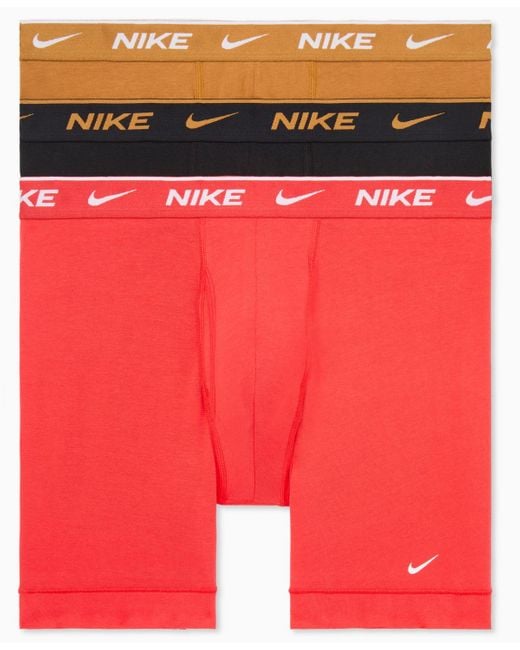 Nike Red 3-pack Dri-fit Essential Cotton Stretch Boxer Briefs for men