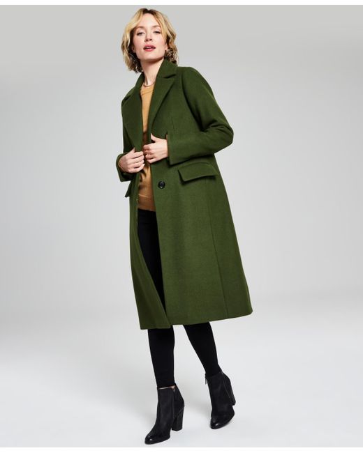 Michael Kors Green Single-breasted Coat, Regular & Petite, Created For Macy's