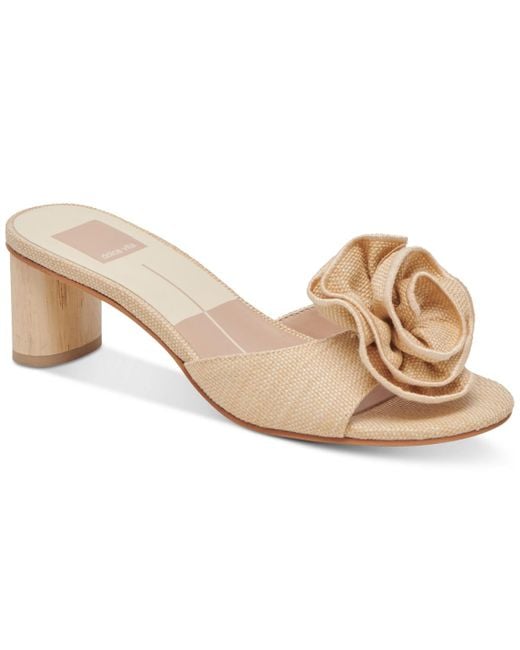 Dolce Vita Natural Darly Floral Detailed Block-heel Dress Sandals