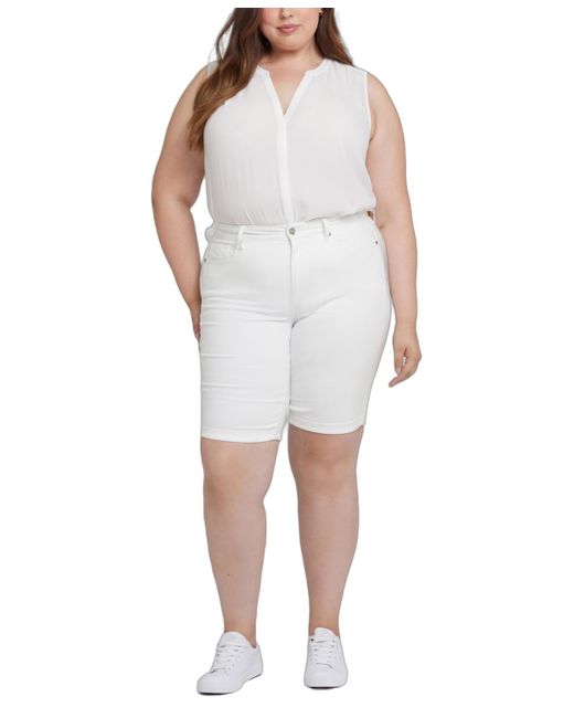 NYDJ White Plus Size Briella Roll Cuff Denim Shorts
