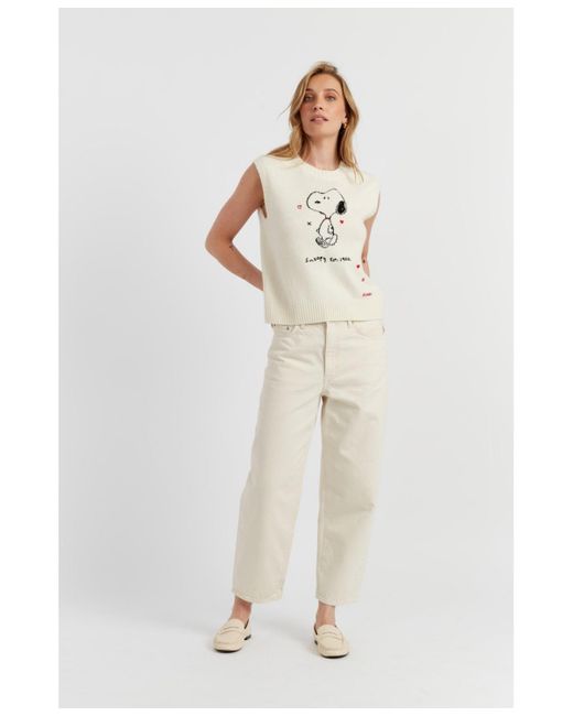 Chinti & Parker White Wool Cashmere Snoopy Anniversary Tank
