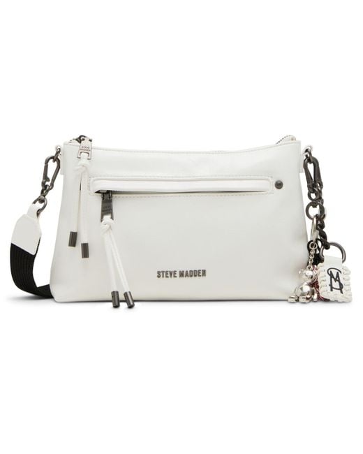 Steve Madden White Bjony Zipper Crossbody Bag