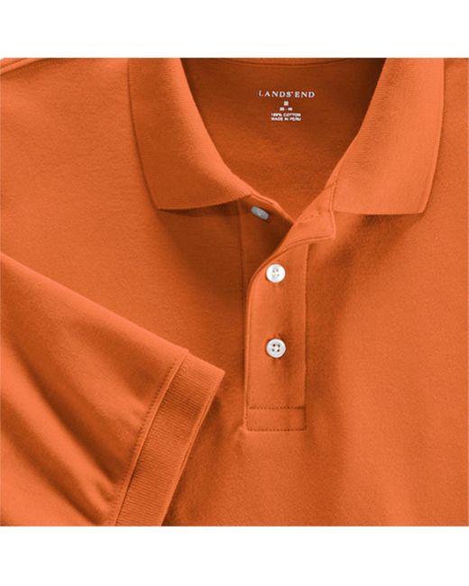 Lands' End Orange School Uniform Short Sleeve Interlock Polo Shirt