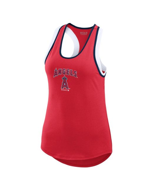 WEAR by Erin Andrews Red Los Angeles Angels Color Block Racerback Tank Top