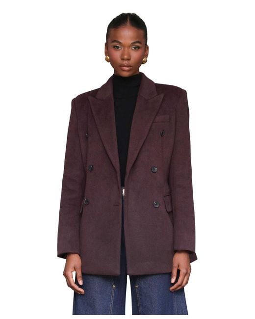 Avec Les Filles Purple Notched-collar Blazer Coat