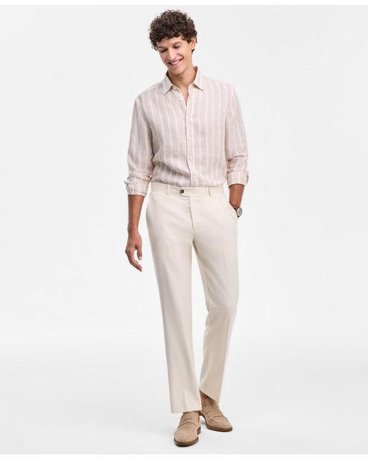 Club Room White Flat-front Straight-fit Dress Pants for men