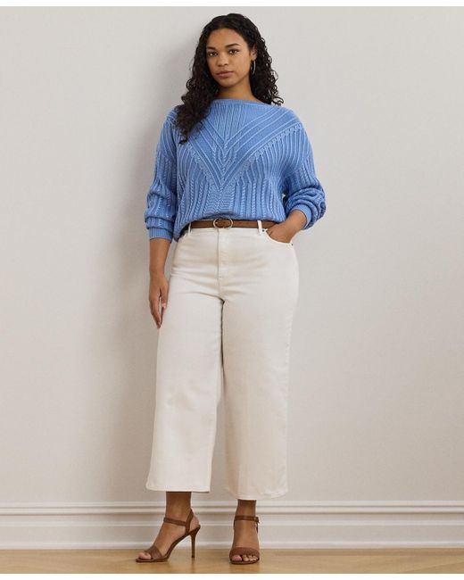 Ralph Lauren White Plus Size High-rise Wide-leg Cropped Jeans
