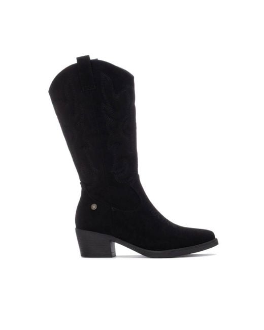 Xti Black Italian Western Suede Booties Refresh Collection By