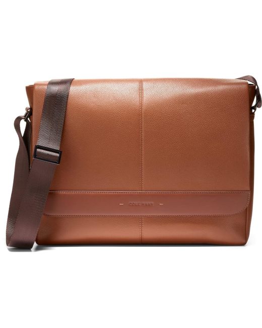 Cole Haan Brown Triboro Small Leather Messenger Bag