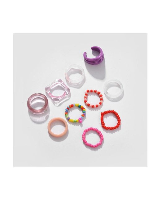 SOH Pink Beaded Multi-layer Ring
