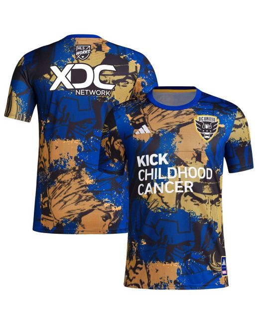 Adidas Blue D.c. United 2023 Mls Works Kick Childhood Cancer X Marvel Pre-match Top for men