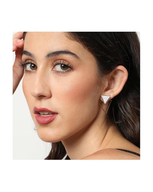 SOH Metallic Gold Plated Designer Stone Drop Earrings