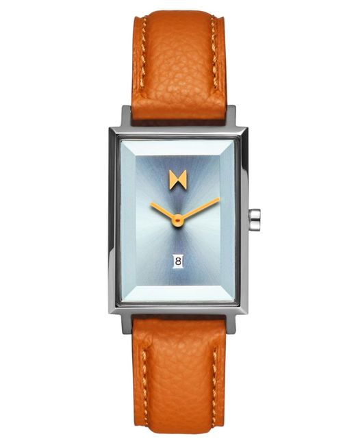 MVMT Blue Quartz Signature Square Leather Watch 24mm