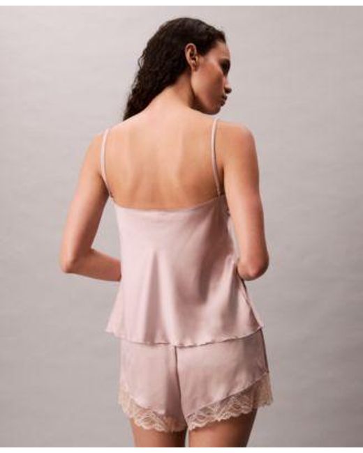 Calvin Klein Pink Satin Camisole Lace Shorts Sold Seperates