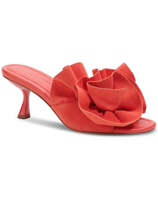 Kate Spade Red Flourish Embellished Dress Sandals