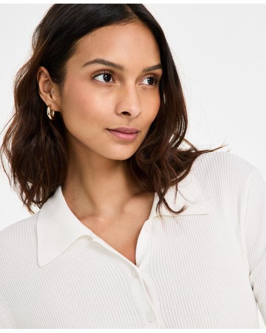 French Connection White Nadina Button-front Top