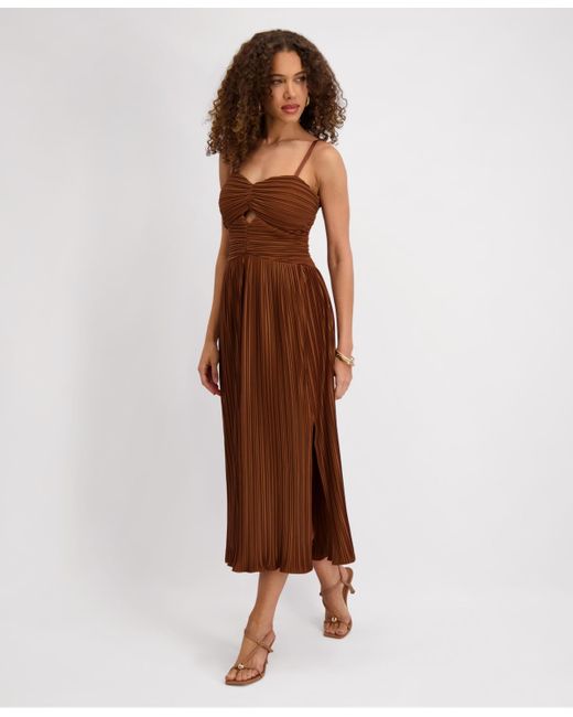 beige gingham midi dress Gingham Drop-Waist Midi Dress