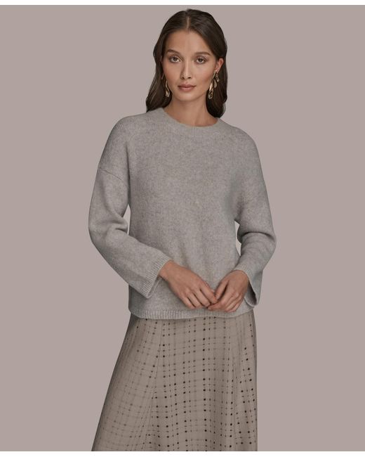 Donna Karan Gray Crewneck Oversized Sweater