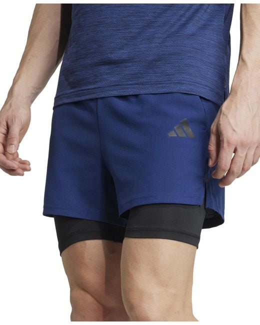 Adidas Blue Gym 2-in-1 7" Shorts for men