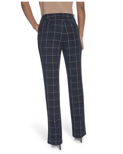 Tommy Hilfiger Blue Chloe Plaid Printed Bootcut Trousers