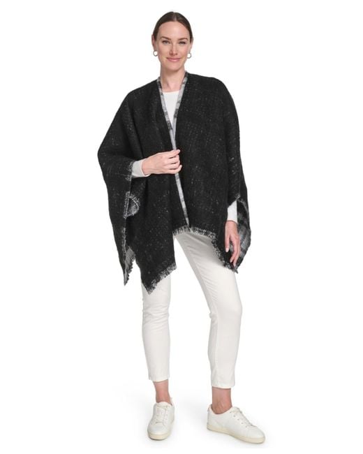 Calvin Klein Gray Double Face Plaid Shawl