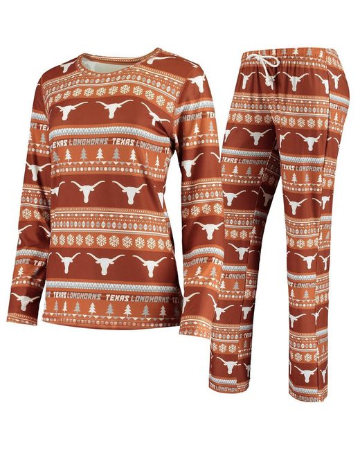 Concepts Sport Orange Texas Texas Longhorns Holiday Long Sleeve Top Pants Sleep Set